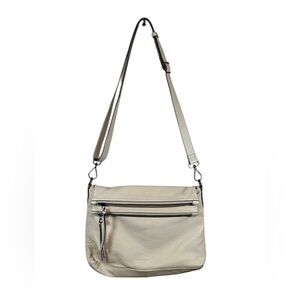 Margot NY Mickey Double Zip Leather Crossbody in Ivory